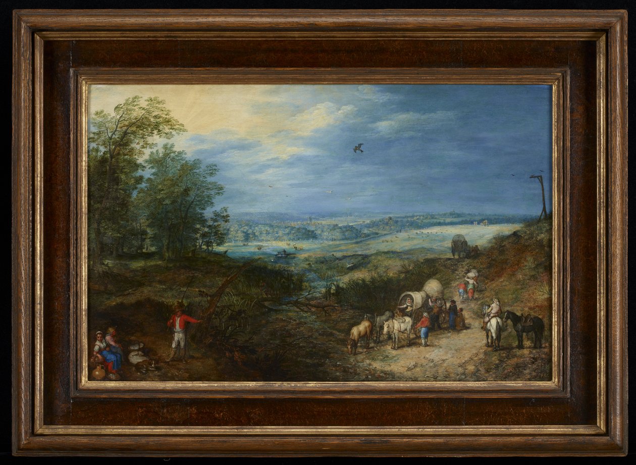 Maisema talonpoikien kanssa tekijältä Jan the Elder Brueghel