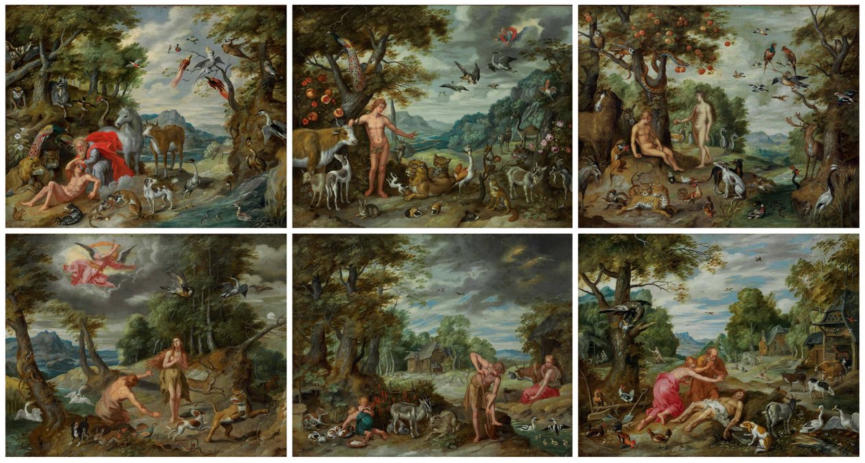 De geschiedenis van Adam ja Eva tekijältä Jan Brueghel the Younger