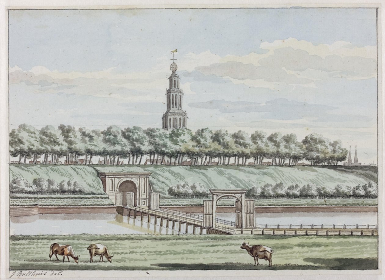 Buitenzijde Herepoort ja Herepoortenbrug tapasivat Groningenin stadswalin tekijältä Jan Bulthuis