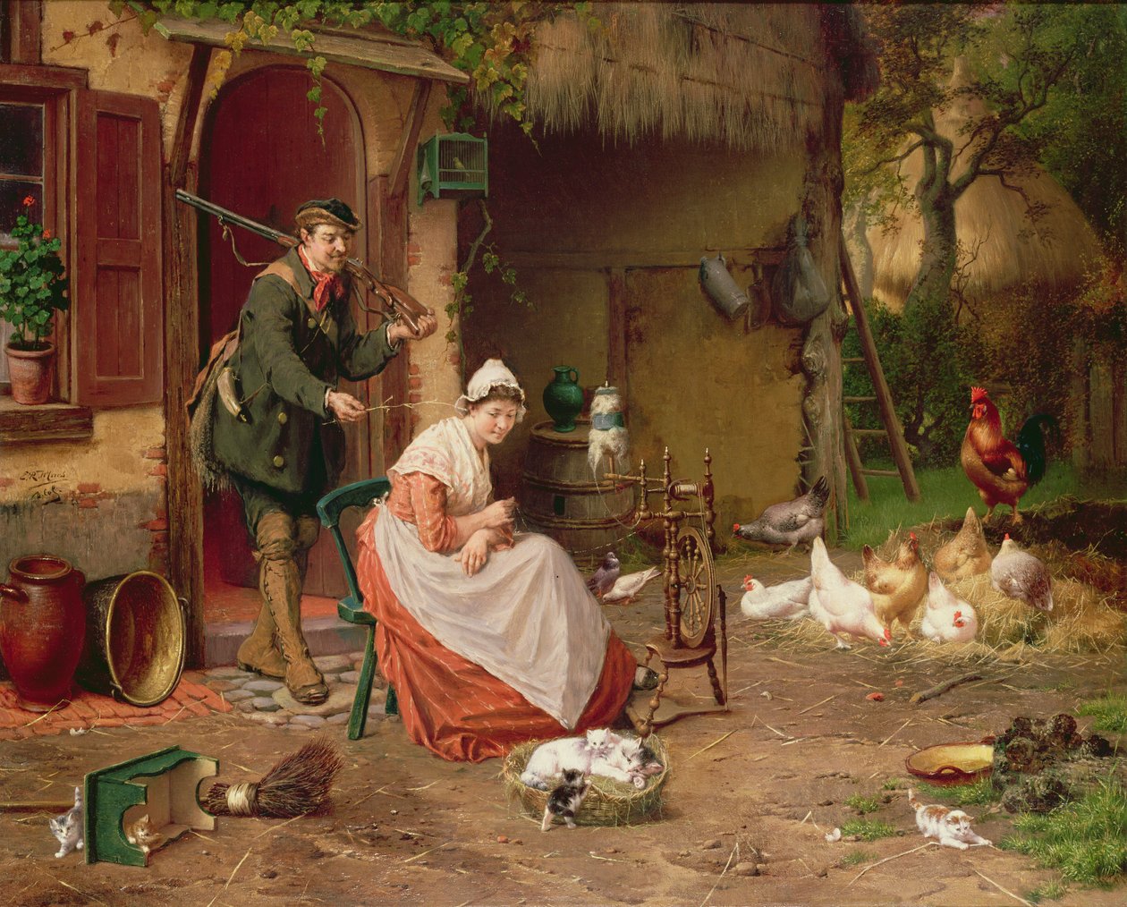 Maatilakohtaus, 1800-luku tekijältä Jan David Cole