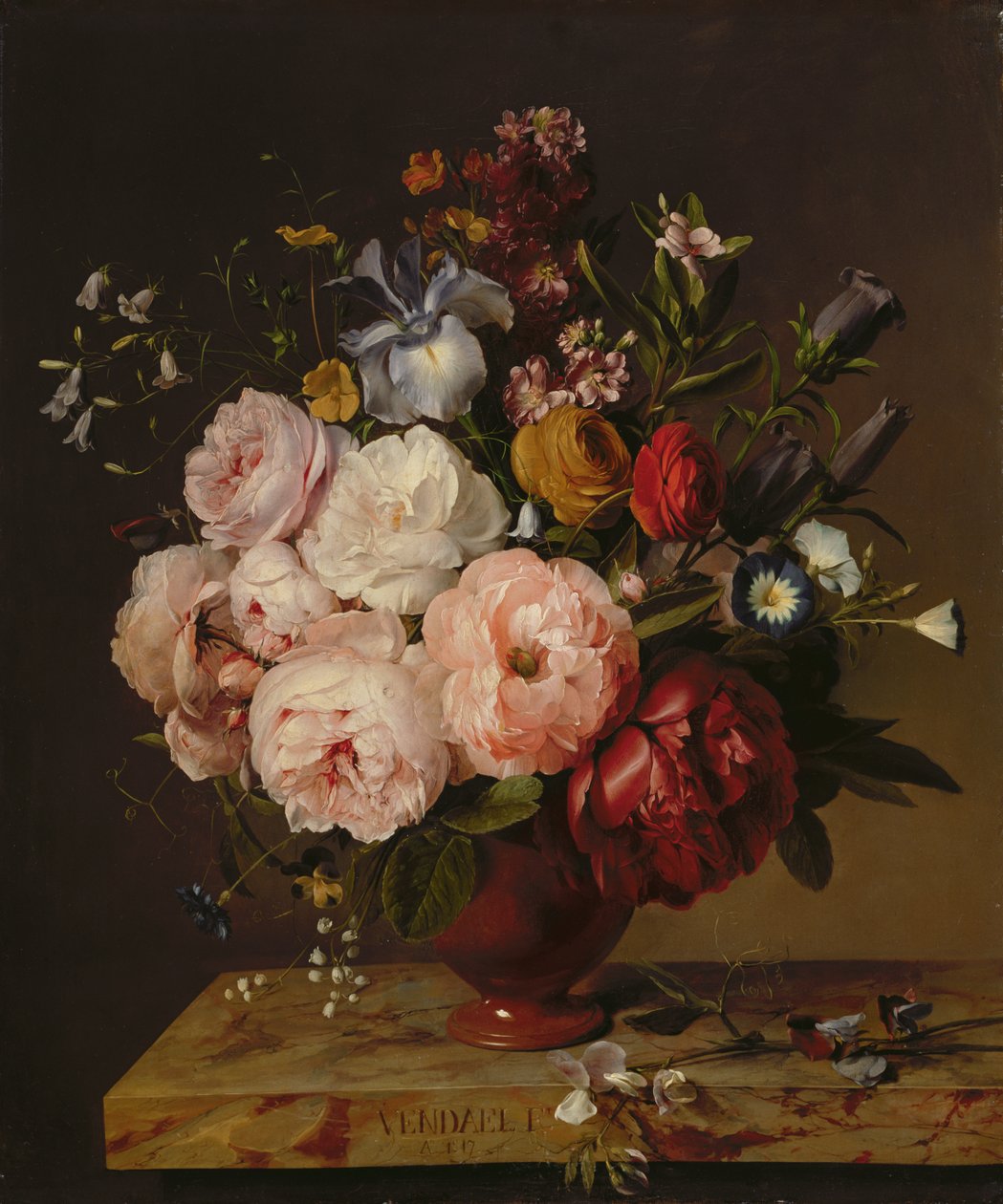 Kukkimaljakko reunalla, 1817 tekijältä Jan Frans van Dael