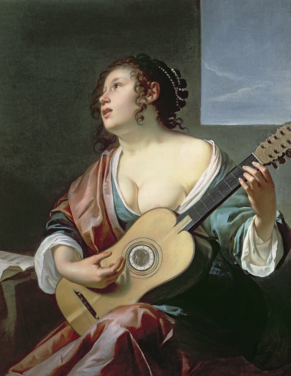 Nainen Luutan kanssa tekijältä Gerrit van Honthorst