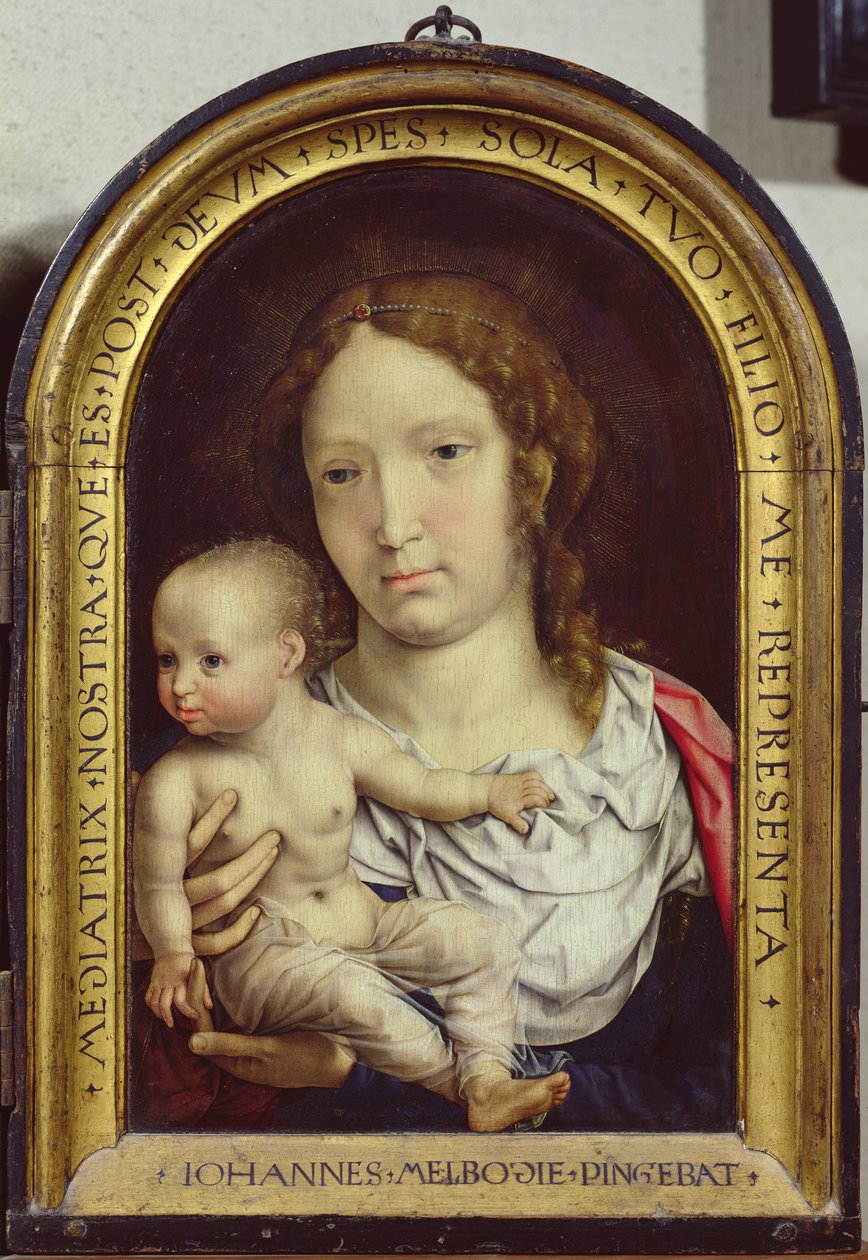 Carondelet-diptyykki: oikeanpuoleinen paneeli, joka kuvaa Neitsyttä ja lasta, 1517 (katso myös 97189 ja 210362) tekijältä Jan Gossaert