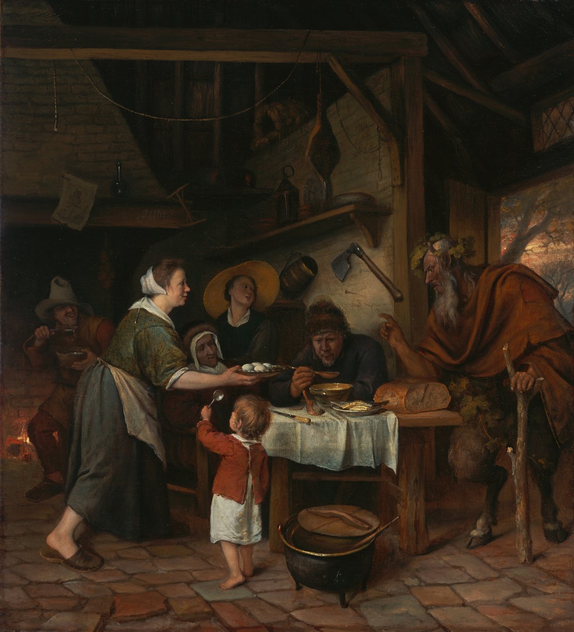 Satyr ja talonpoika perhe tekijältä Jan Havickszoon Steen