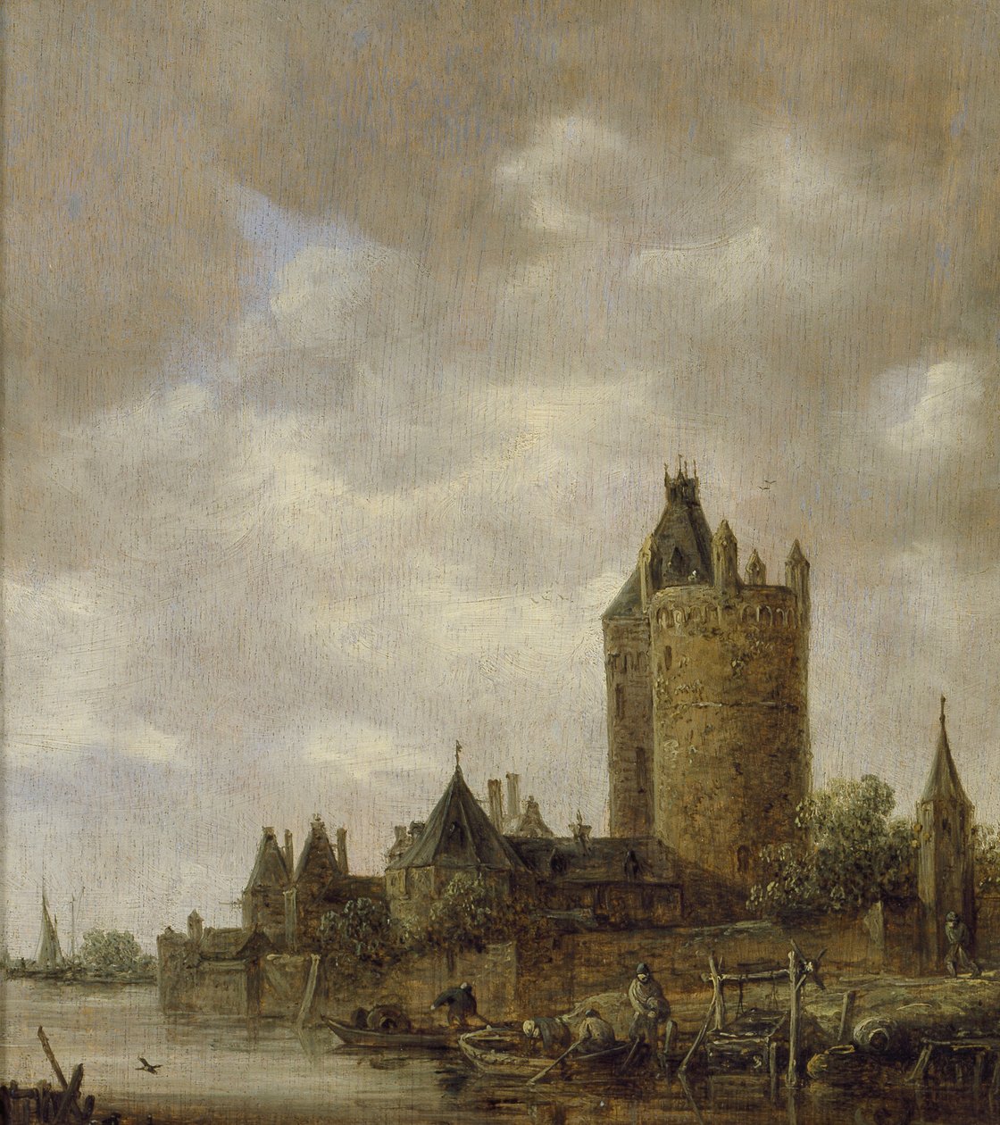 Linna joen rannalla, 1647 (öljy tammilevylle) tekijältä Jan Josephsz van Goyen