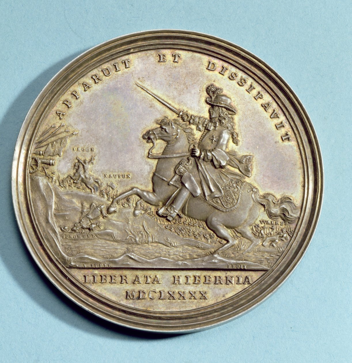 Boynen taistelun muistomitali, 1690 (hopeakullattu) tekijältä Jan Luder