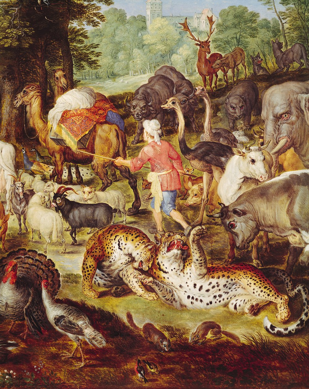 Nooan arkki, yksityiskohta oikeasta puolelta, Jan Brueghel vanhemman maalauksen jälkeen tekijältä Jan Snellinck