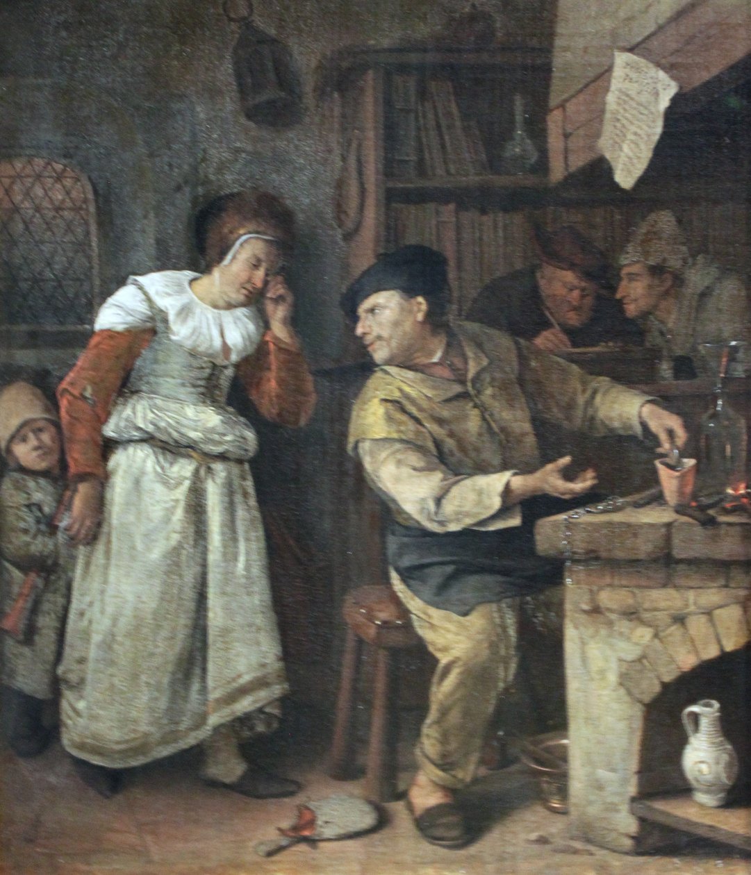 Kultaseppä sulaa naisen koruja notaarin läsnä ollessa tekijältä Jan Havickszoon Steen