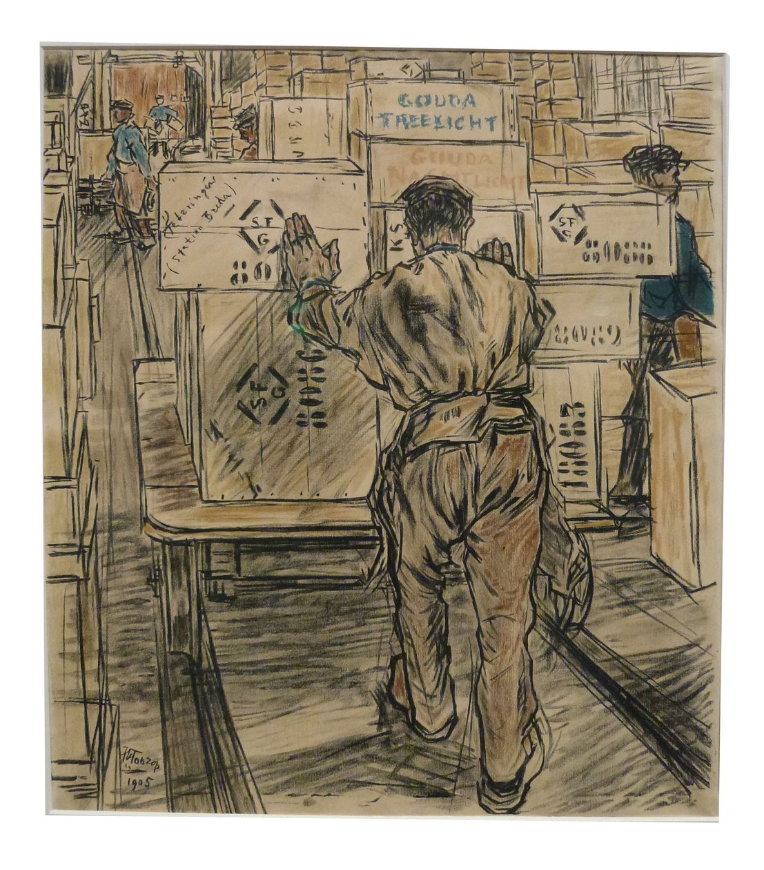 Aikakauslehti 1 van 12 lithos die Toorop maakte over de fabricage van kaarsenn tekijältä Jan Toorop