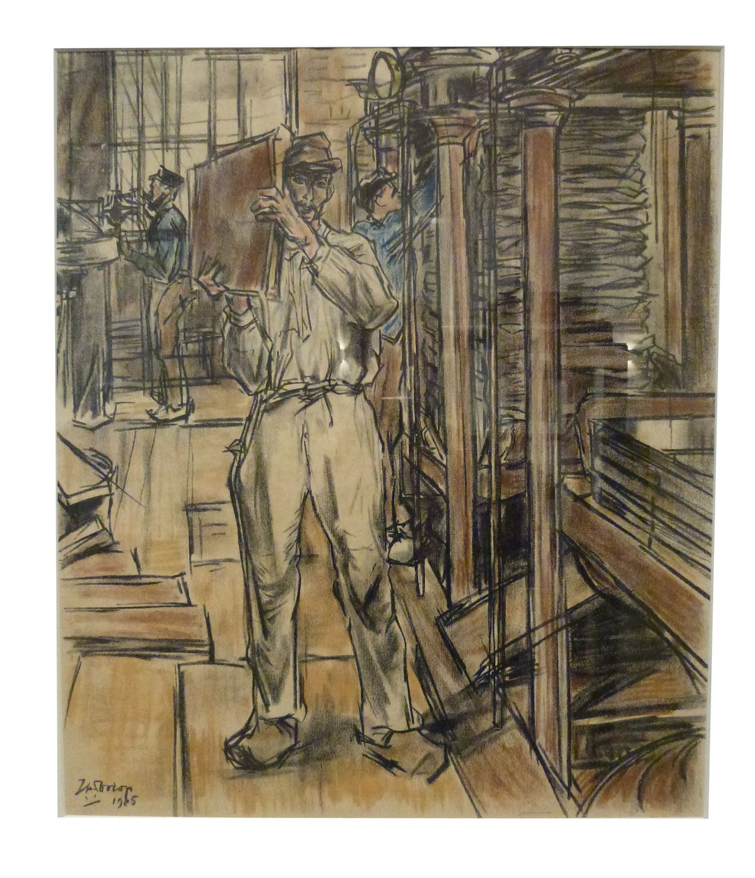 Perserij 1 van de 12 lithos die Toorop maakte over de fabricage van kaarsenn tekijältä Jan Toorop