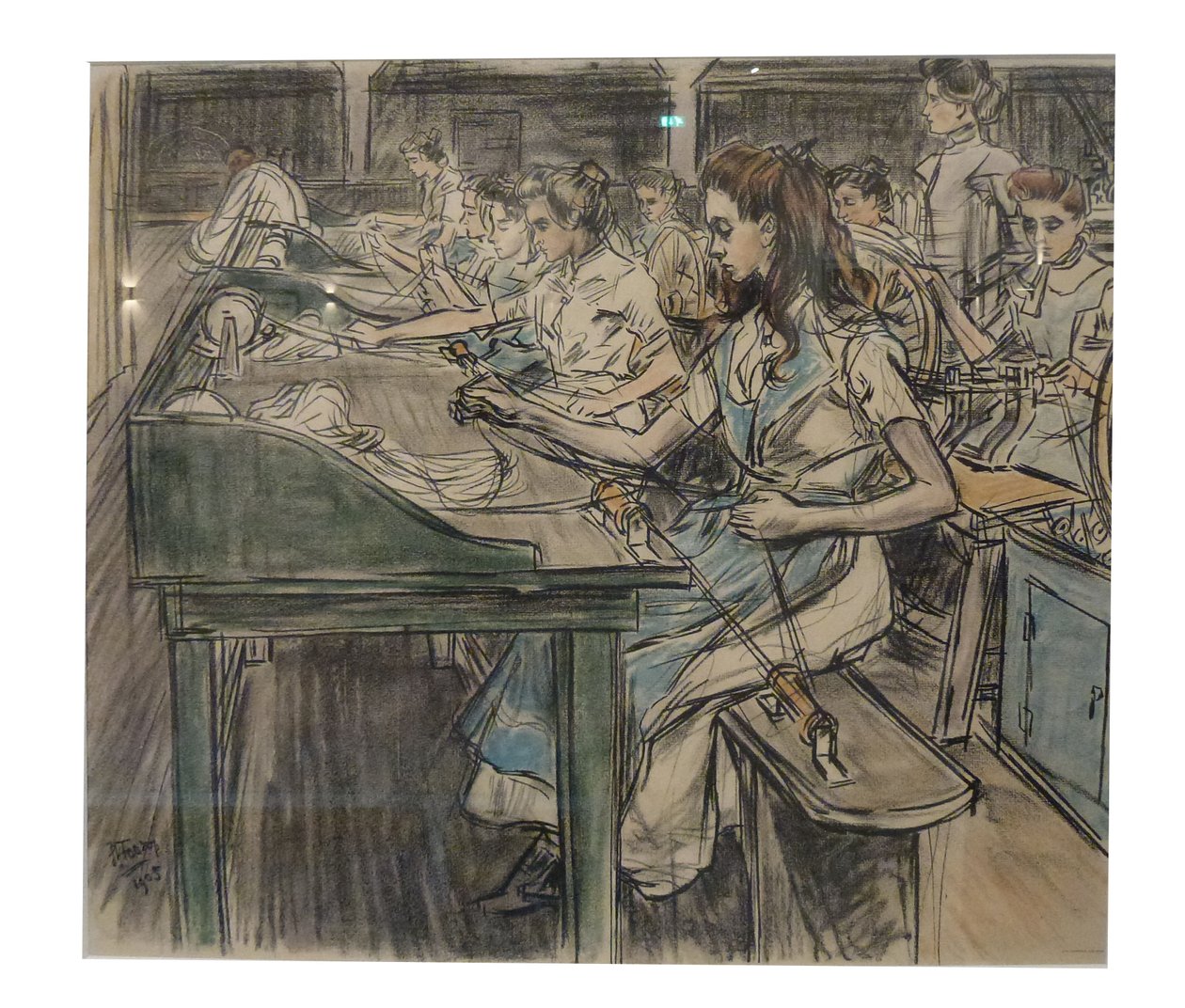 Pitpluizers 1 van de 12 lithos die Toorop maakte over de fabricage van kaarsenn tekijältä Jan Toorop