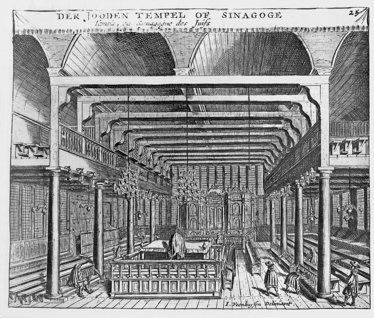 Juutalaisen synagogan sisustus tekijältä Jan Veenhuysen