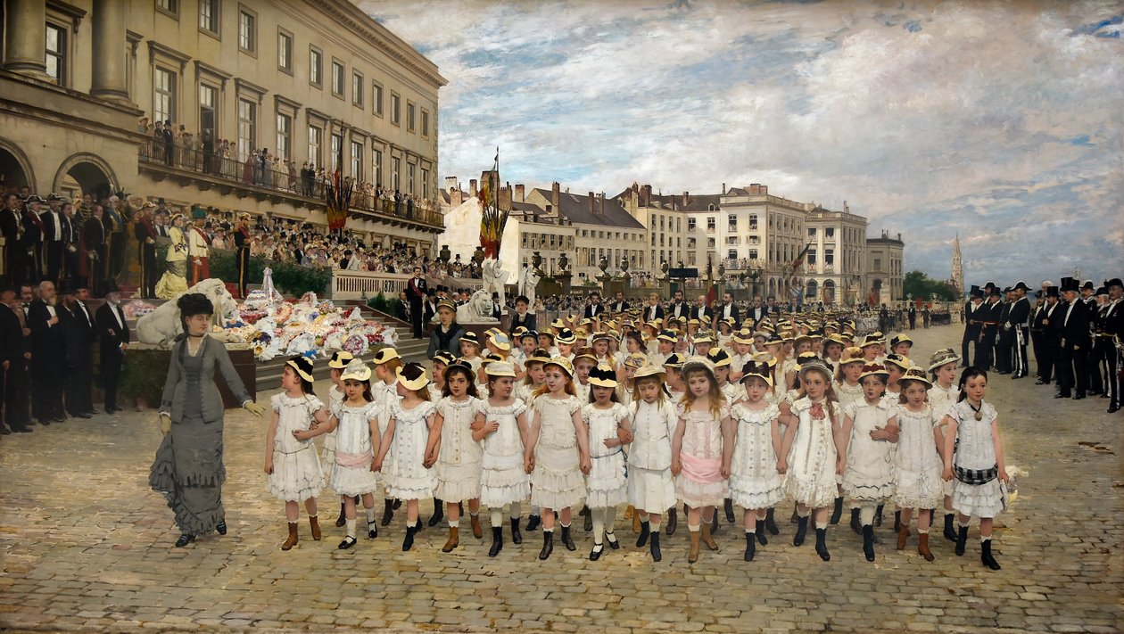 Optocht van de scholen vuonna 1878 tekijältä Jan Frans Verhas