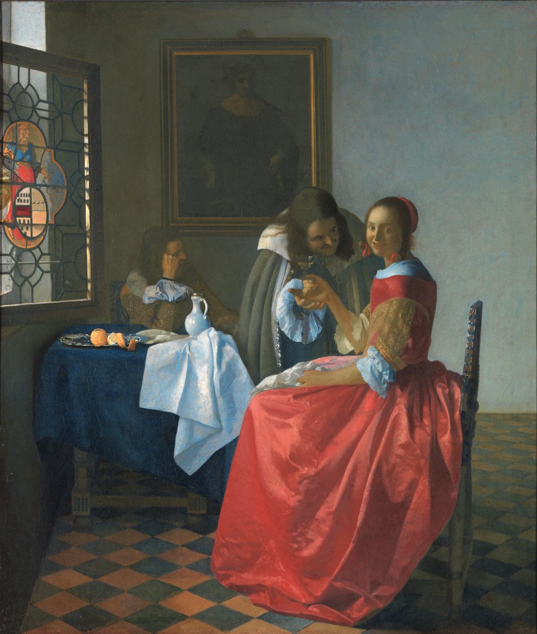 Tyttö viinilasin kanssa tekijältä Jan Vermeer van Delft