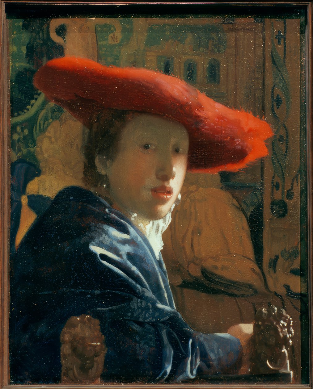 Tyttö punainen hattu tekijältä Jan Vermeer van Delft