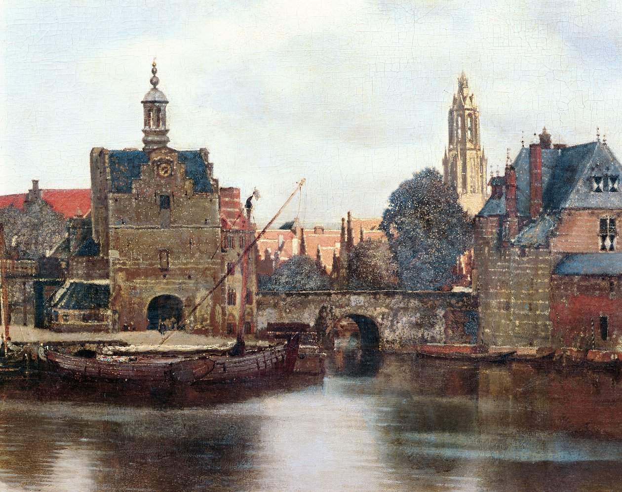 Näkymä Delftistä c.1660-61 öljy kankaalle yksityiskohta 1109259 tekijältä Jan Vermeer van Delft