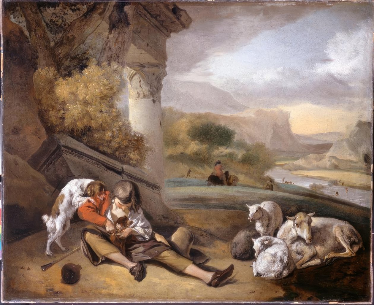 J. Weenix, Landschaft mit Hirtenjunge tekijältä Jan Baptist Weenix