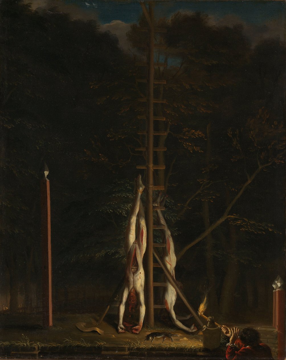 Veljien De Wittin ruumiit Groene Zoodjessa Lange Vijverbergissä Haagissa 20. elokuuta 1672 tekijältä Jan de Baen