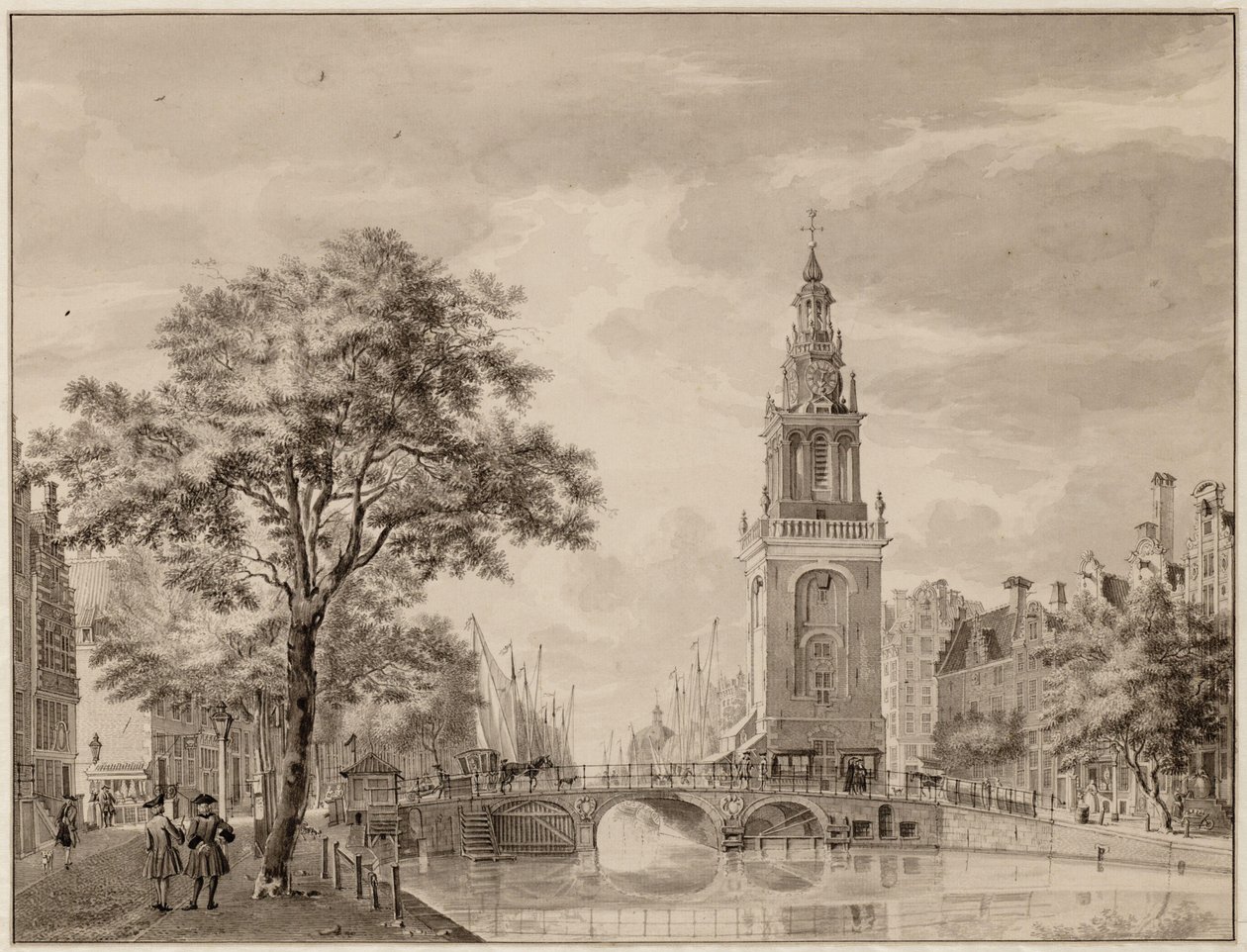 De Torensluis ja Jan Rodenpoortstoren. Tekening. Amsterdam, Stadsarchief Amsterdam tekijältä Jan de Beijer