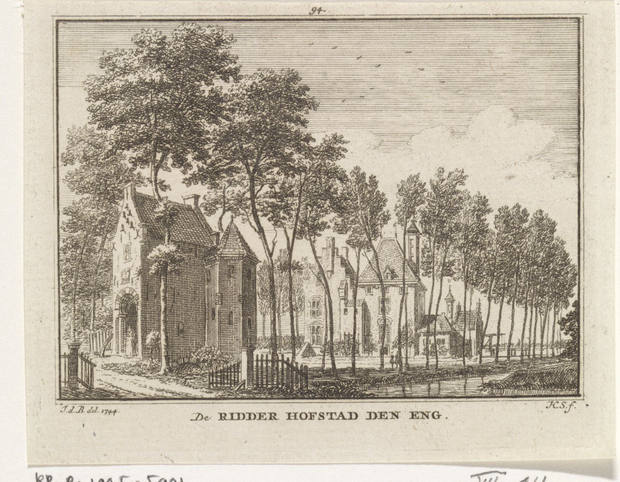 Näkymä Den Enghin linnalle, Vleuten - 1773 tekijältä Jan de Beijer
