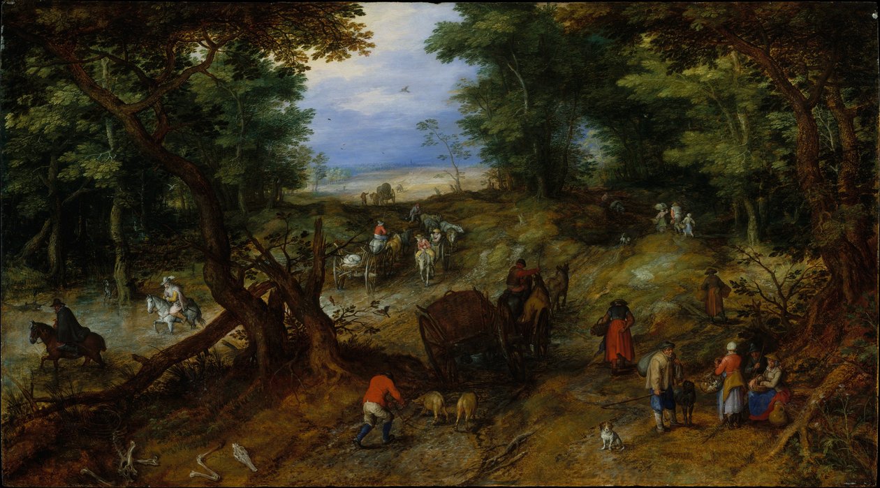 Metsätie matkustajien kanssa, 1607 tekijältä Jan the Elder Brueghel