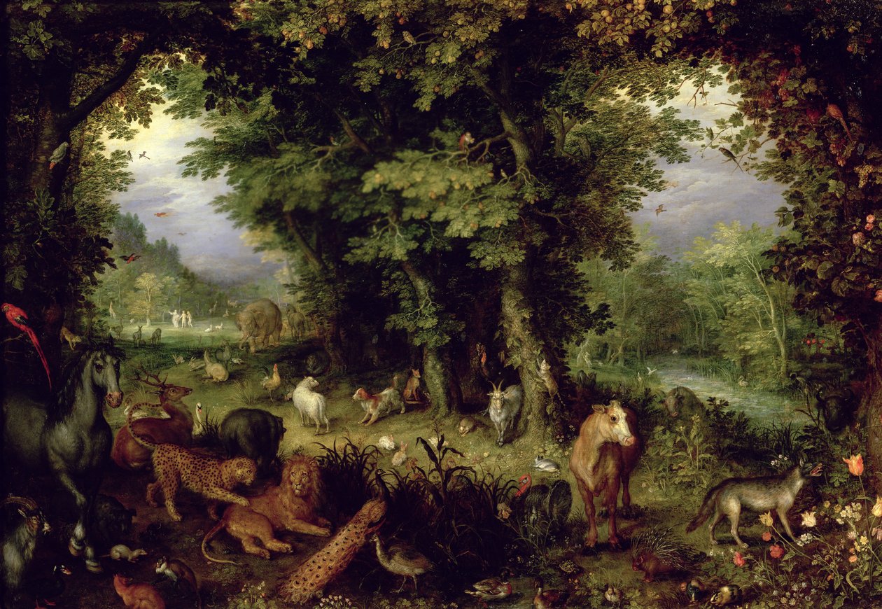 Earth or The Earthly Paradise, 1607-08 (öljy kuparilla) tekijältä Jan the Elder Brueghel