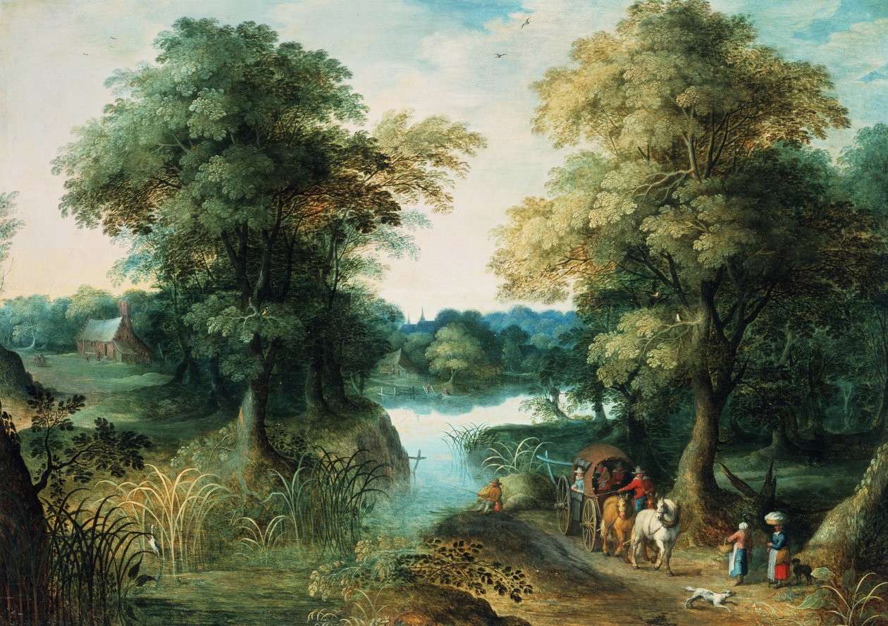 Joen maisema tekijältä Jan the Elder Brueghel