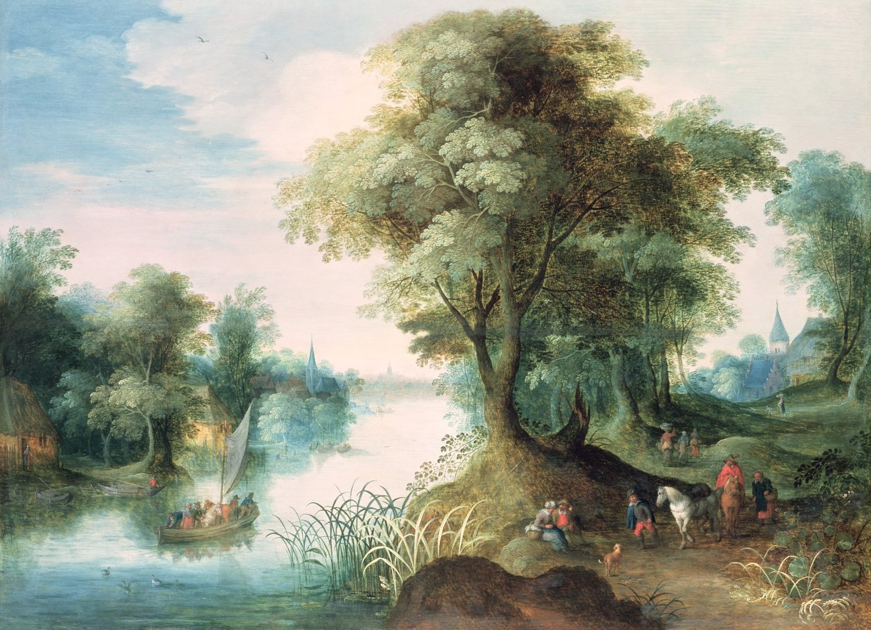 Joen maisema tekijältä Jan the Elder Brueghel