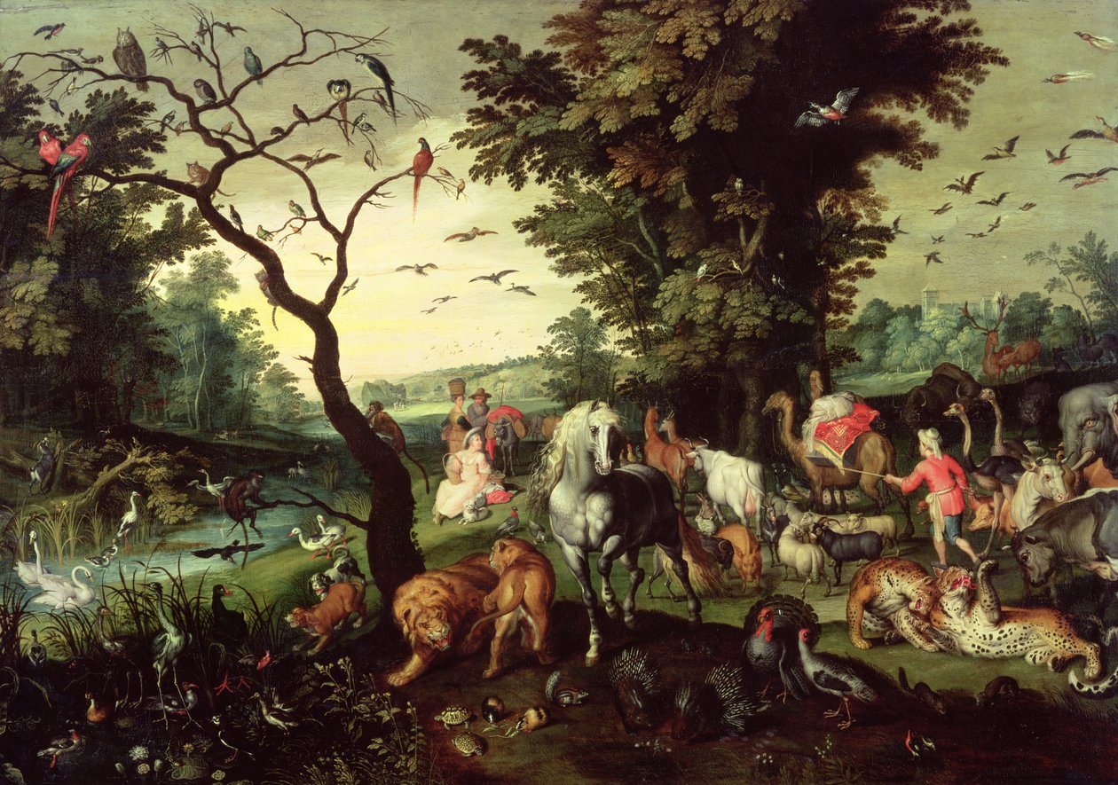 Nooan arkkiin saapuvat eläimet tekijältä Jan the Elder Brueghel