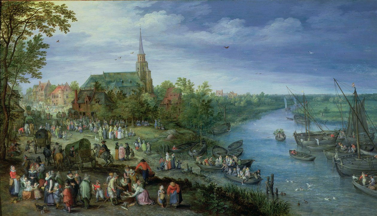 Vuosittaiset seurakunnan messut Schellen, 1614 tekijältä Jan the Elder Brueghel