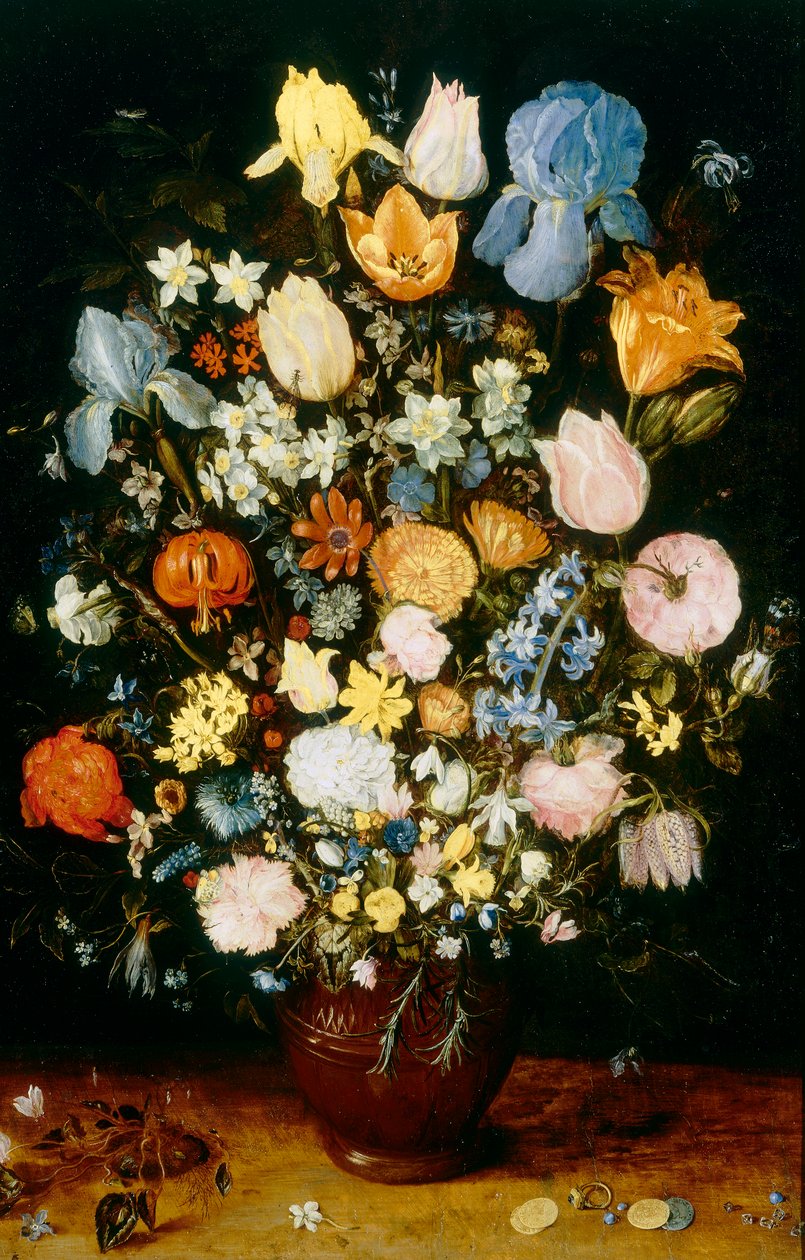 Maljakko kukkia, iirikset tekijältä Jan the Elder Brueghel