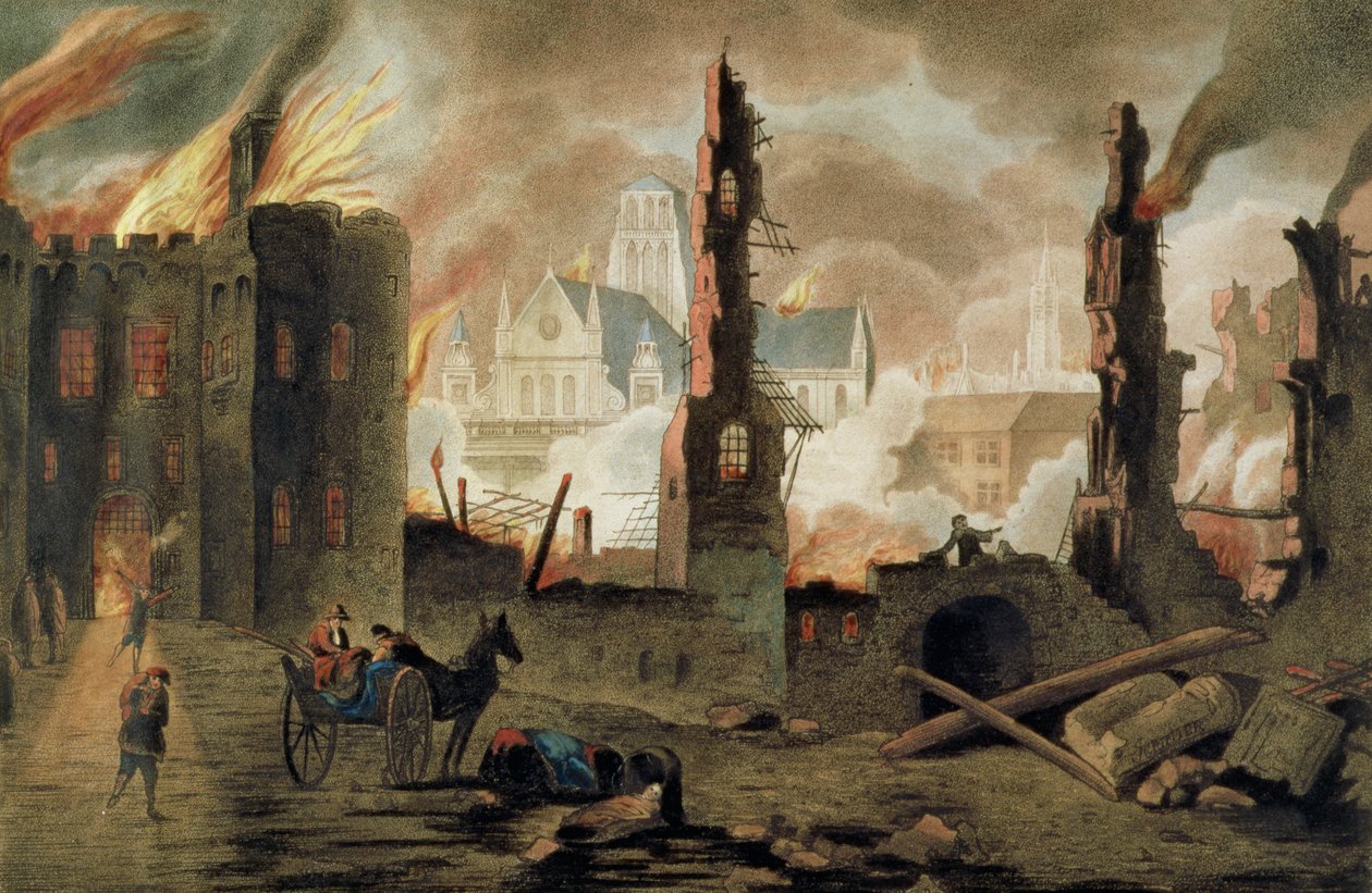 Lontoon suuri tulipalo vuonna 1666 tekijältä Jan the Elder Griffier