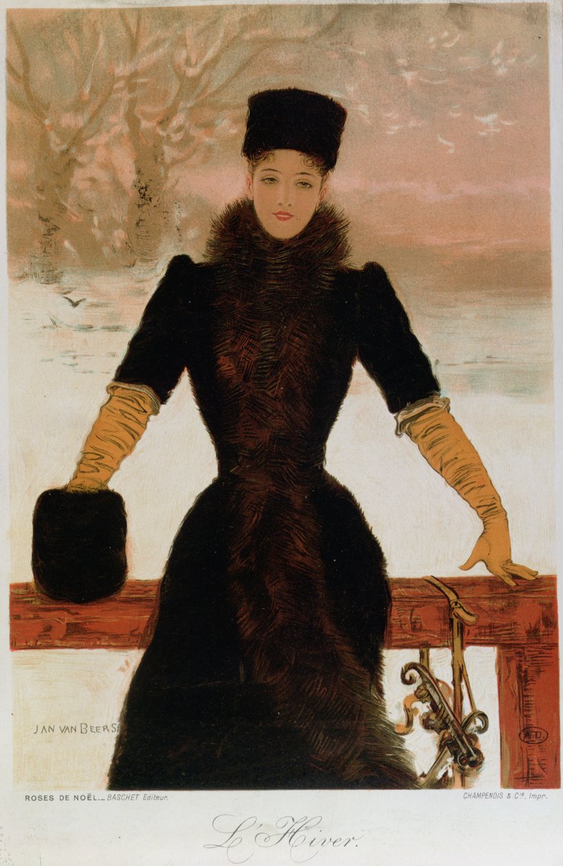 Talven allegoria, n. 1900 (värilitografia) tekijältä Jan van Beers