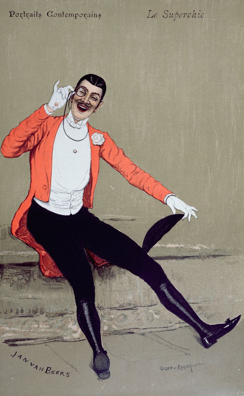 "Le Superchic", sarjakuva "La Revue Illustreelle", helmikuu 1886 tekijältä Jan van Beers
