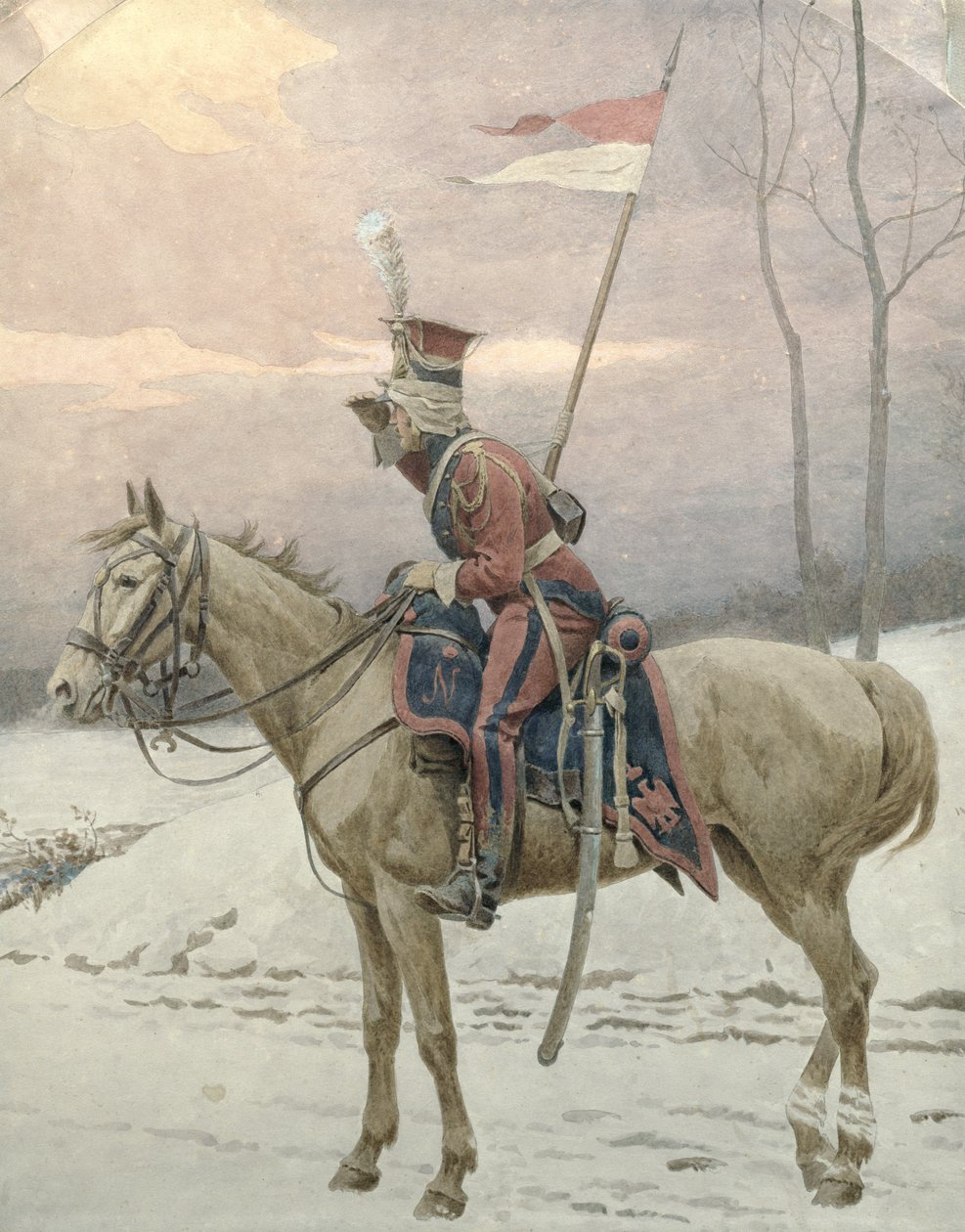 Napoleonin puolalaisten vartijoiden lantteri talvipartiossa tekijältä Jan van Chelminski