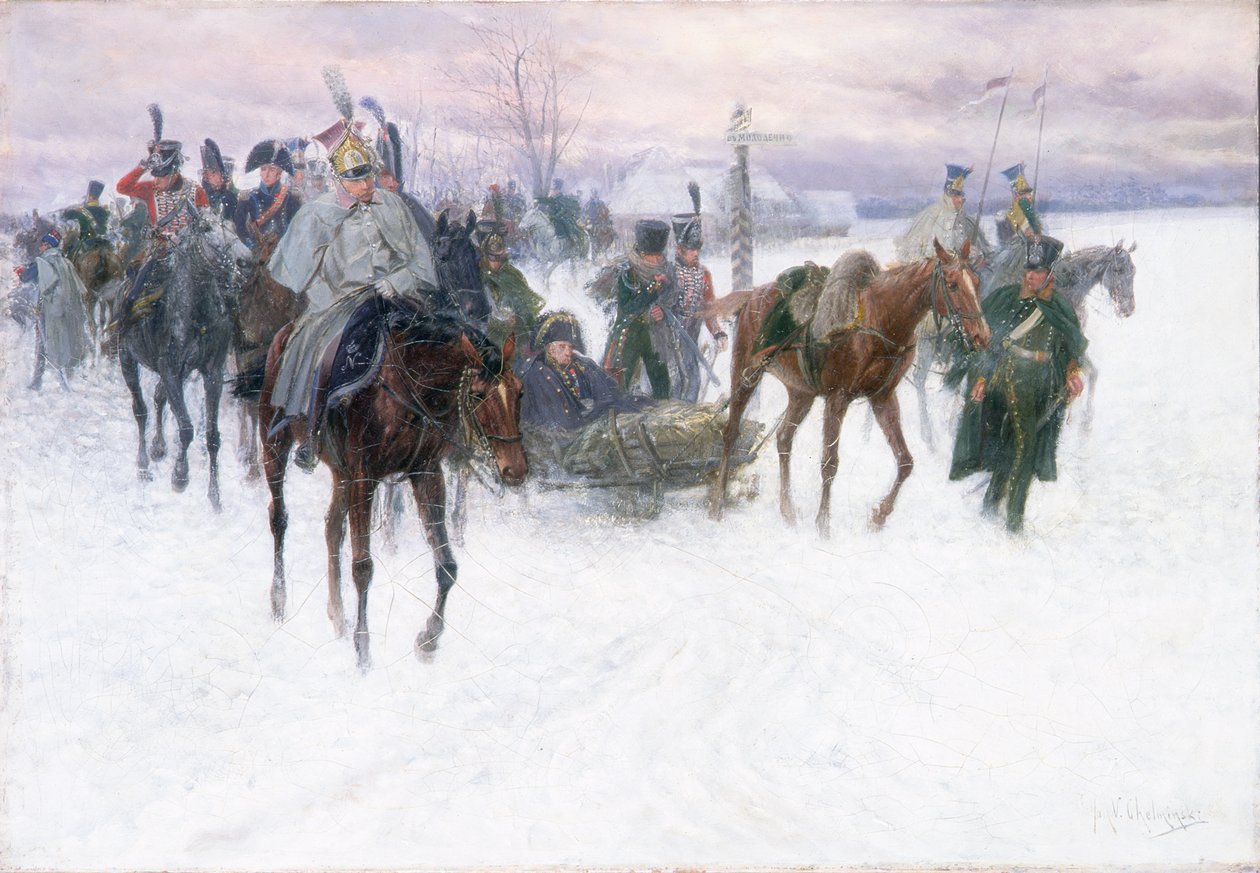 Napoleonin joukot vetäytymässä Moskovasta, 1888-89 tekijältä Jan van Chelminski