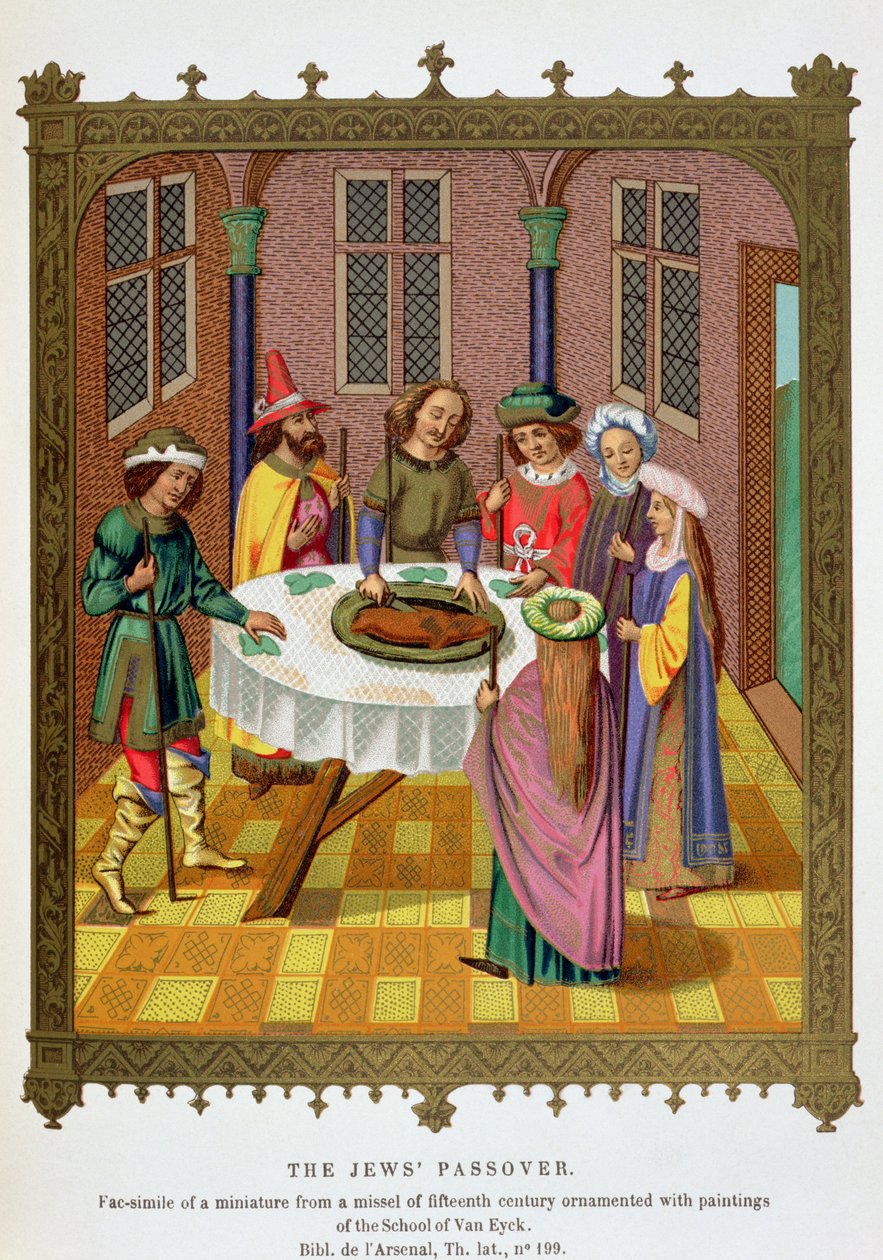 Juutalaisten pääsiäinen, faksimile 1400-luvun missaalista, joka on koristeltu maalauksilla tekijältä Jan van Eyck