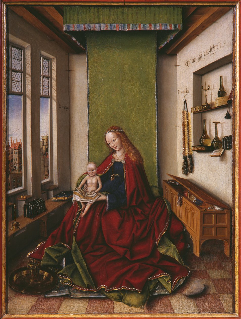 Neitsyt ja lapsi kirjan kanssa tekijältä Jan van Eyck