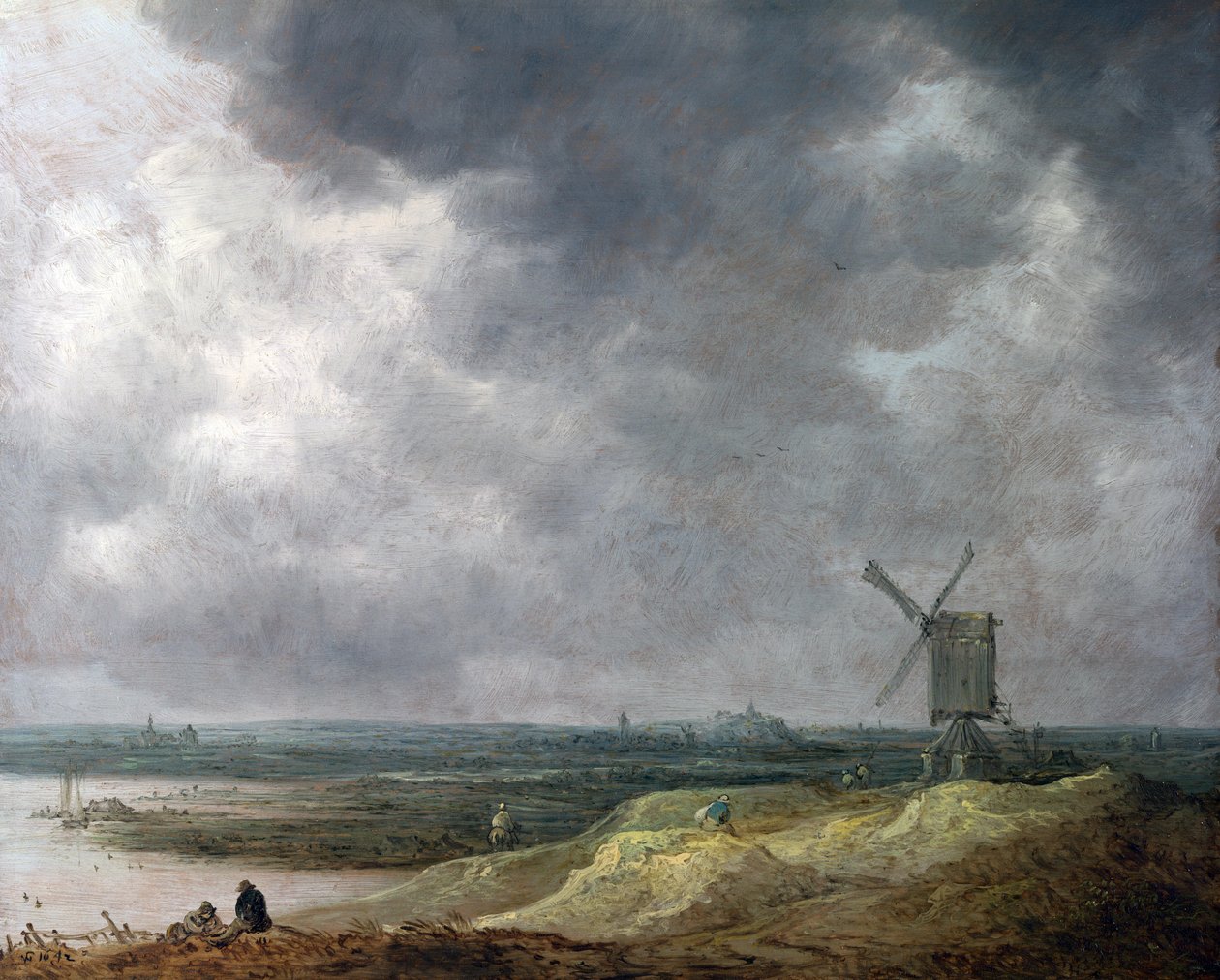 Tuulimylly joen rannalla tekijältä Jan Josephsz van Goyen