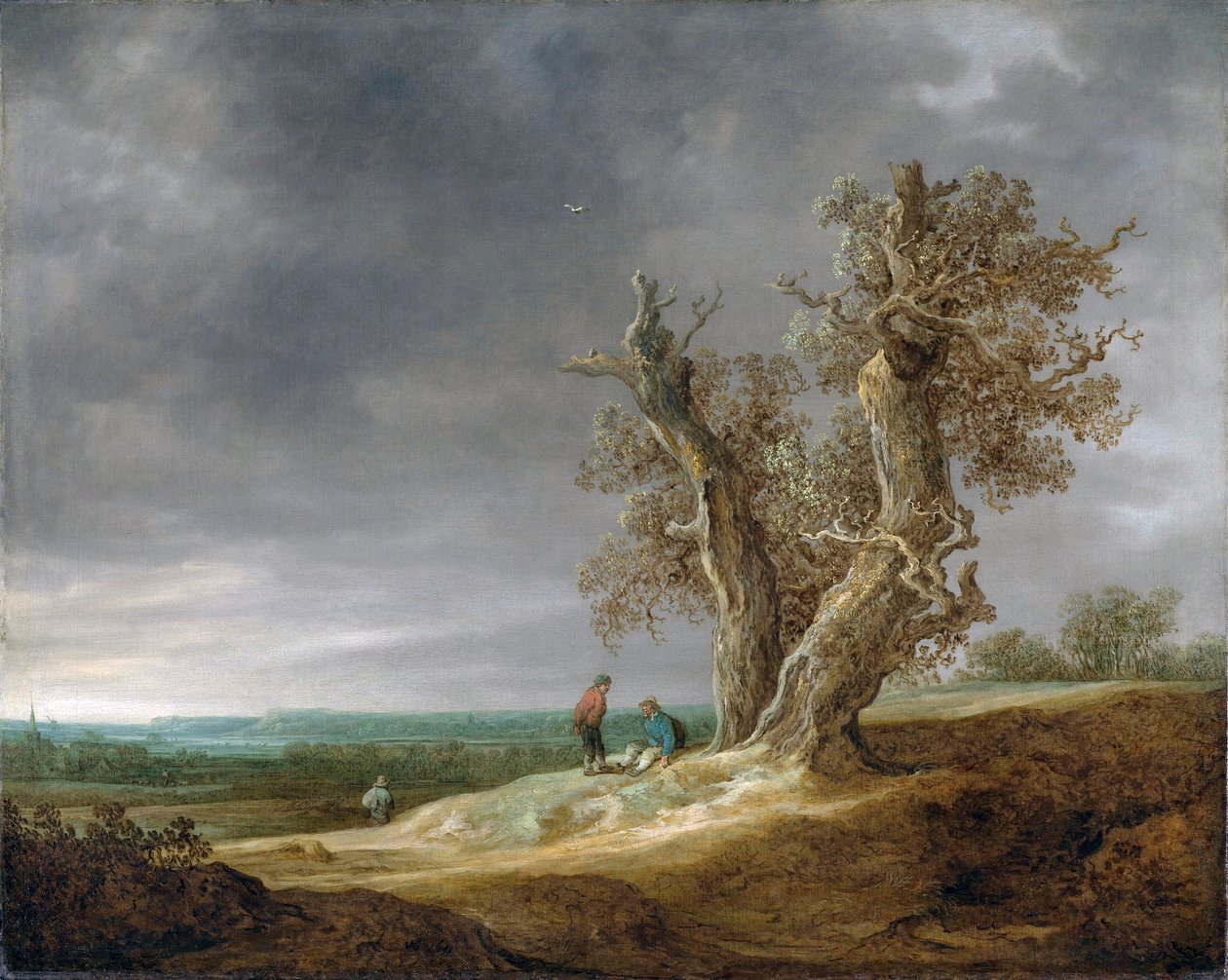 Maisema kahdella tammella tekijältä Jan Josephsz van Goyen