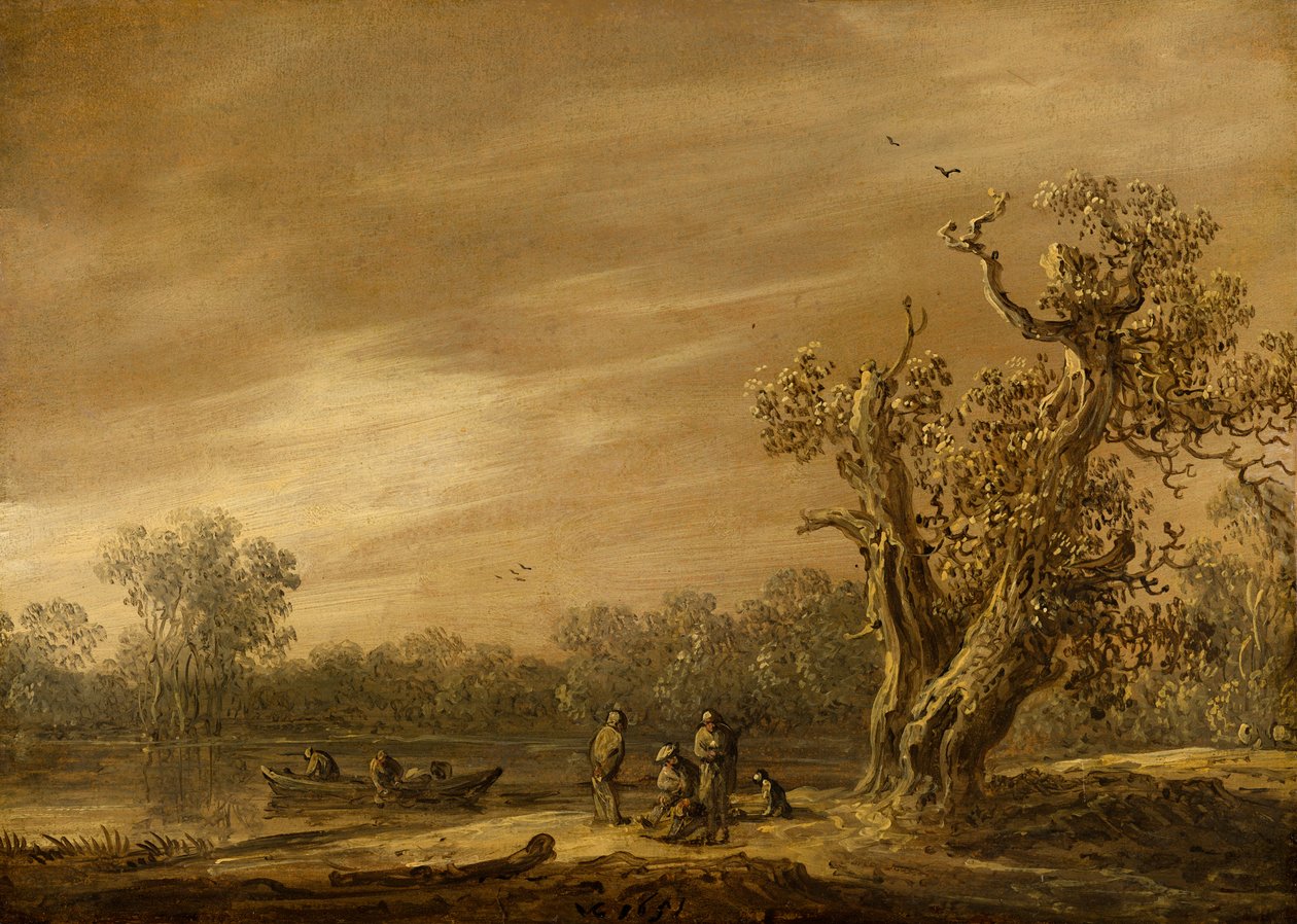 Vissers aan de oevers van een plas tekijältä Jan Josephsz van Goyen