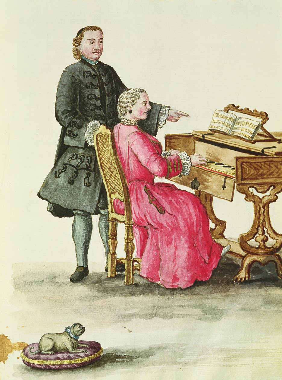 Laulaja Clavichordissa opettajansa kanssa tekijältä Jan van Grevenbroeck