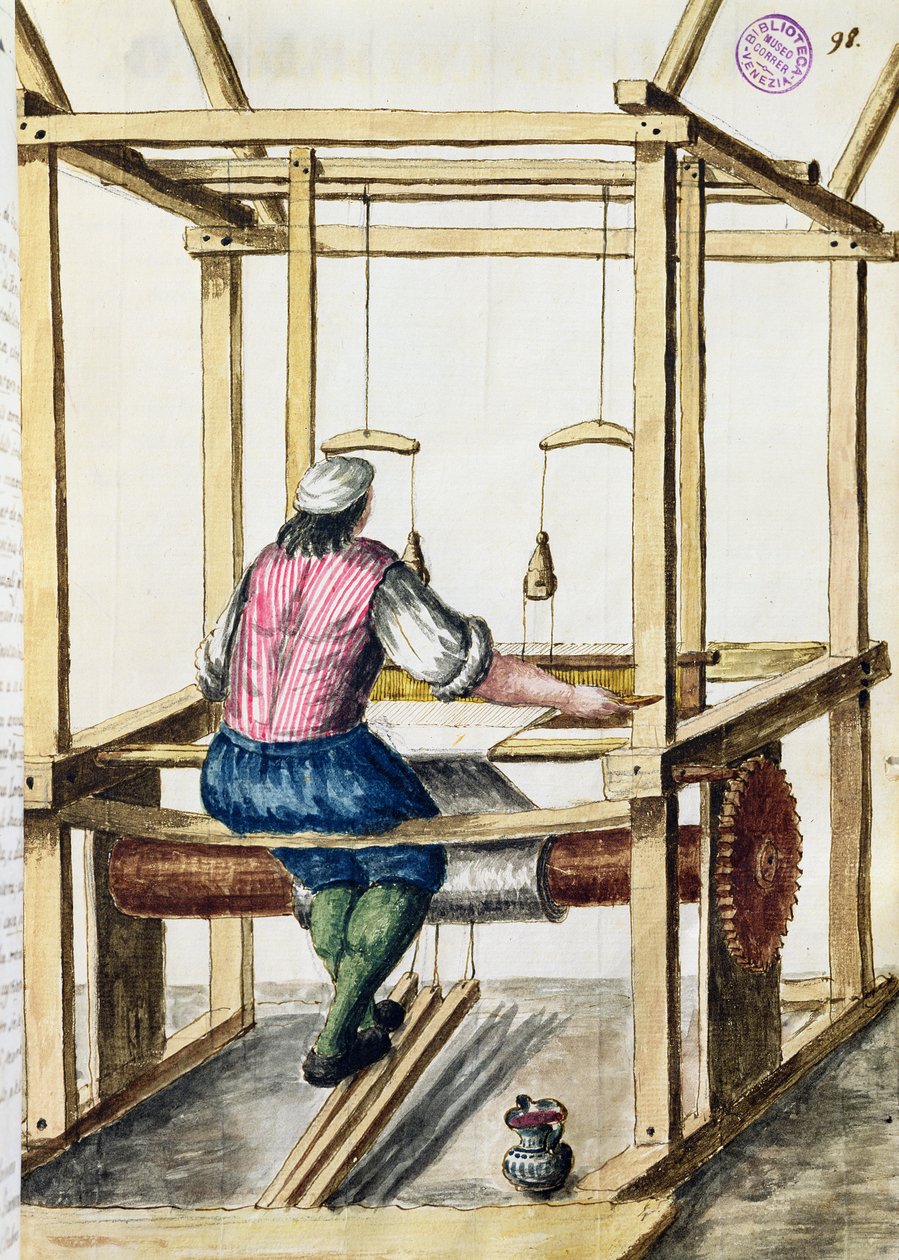 Venetsialainen Weaver (kynä, muste ja wc paperilla) tekijältä Jan van Grevenbroeck