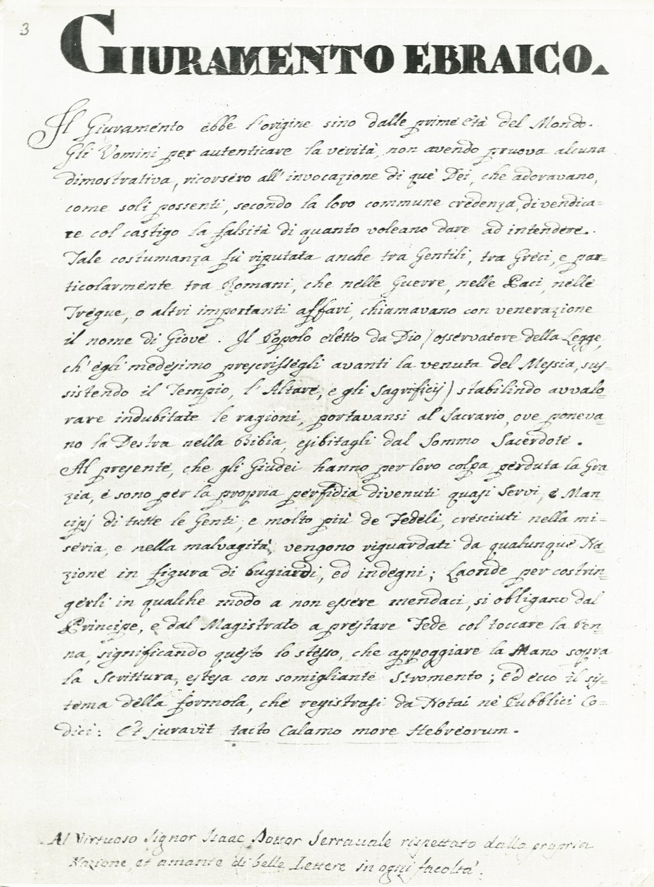 Juutalainen vala, sivu julkaisusta "Gli abiti dei Veneziani" (muste paperille) (katso oheinen kuva numerosta 188184) tekijältä Jan van Grevenbroeck