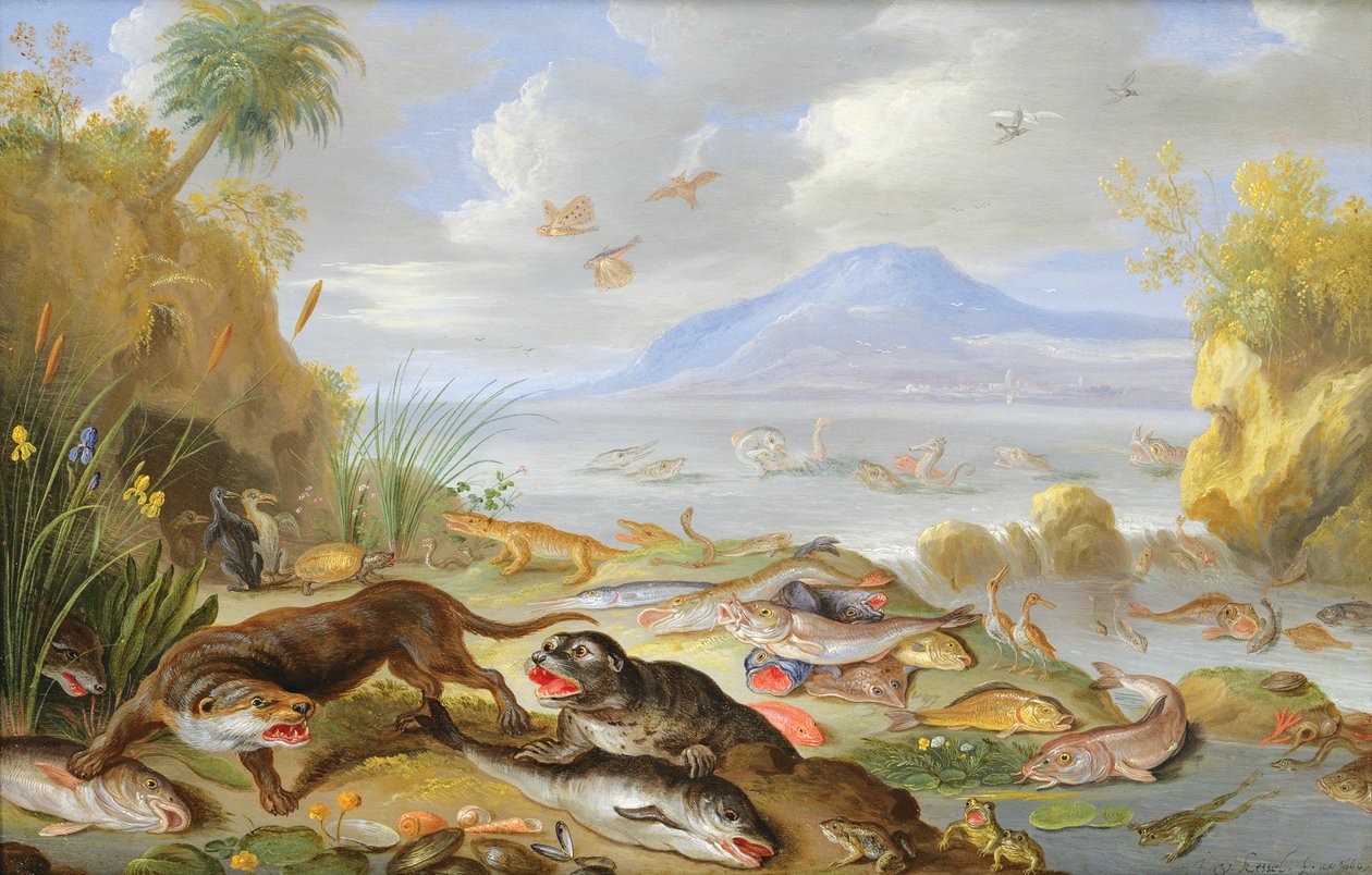 The Element of Water, 1660 (öljy kuparilla) tekijältä Jan van Kessel the Elder