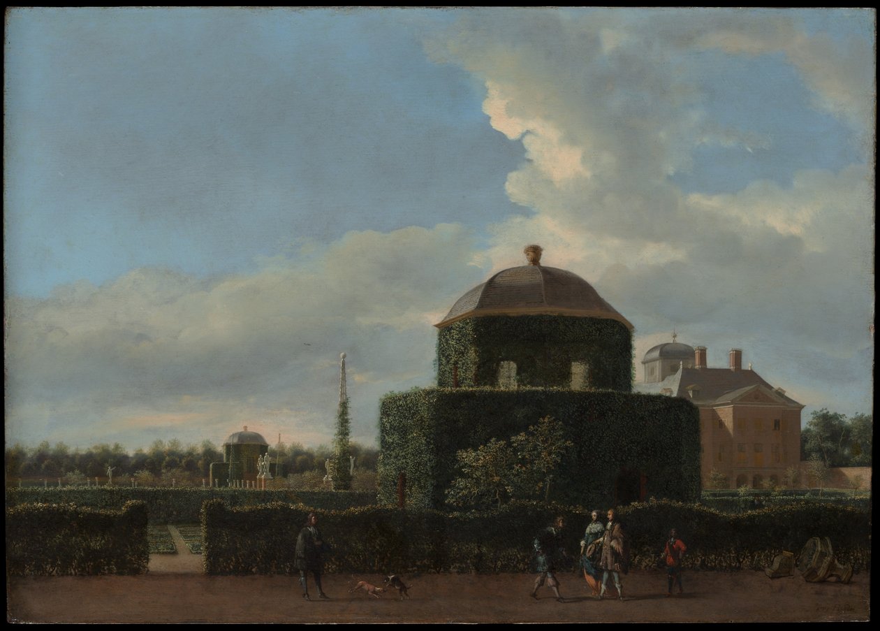 Huis ten Bosch Haagissa ja sen muodollinen puutarha (näkymä idästä) tekijältä Jan van der Heyden