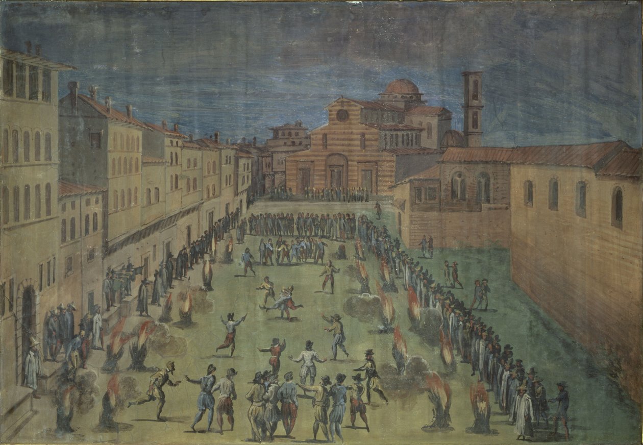 Julkinen festivaali Piazza Santo Spiritolla, Firenzessä, 1555 tekijältä Jan van der Straet