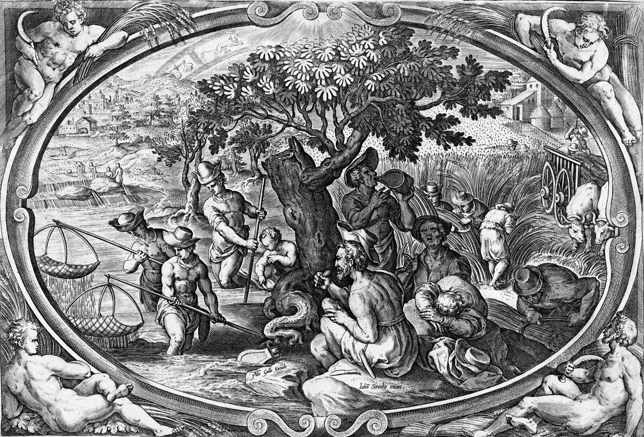 Aestas, kaiverrus Philip Galle, n. 1580 tekijältä Jan van der Straet