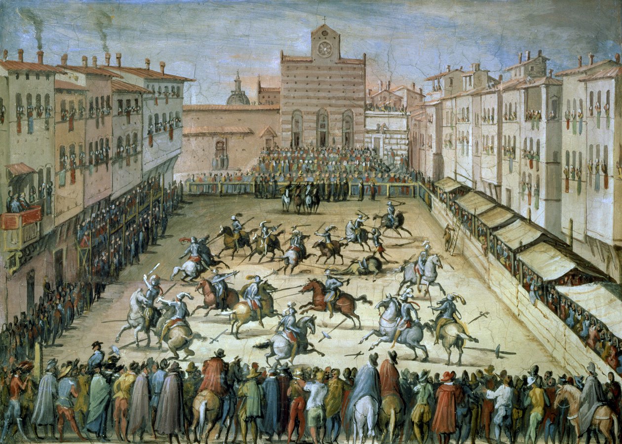 Turnaus Piazza Santa Crocella, Firenzessä, 1555 tekijältä Jan van der Straet