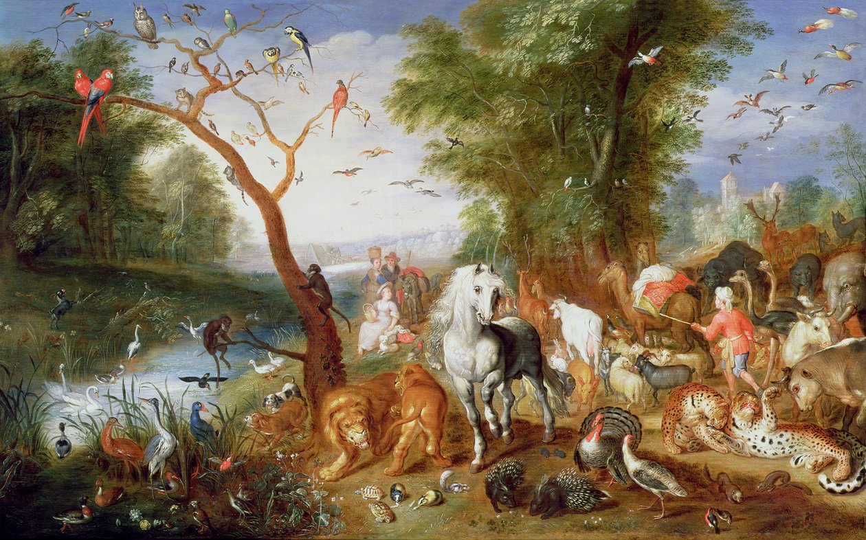 Nooan arkkiin saapuvat eläimet (paneeli) tekijältä Jan van the Younger Kessel